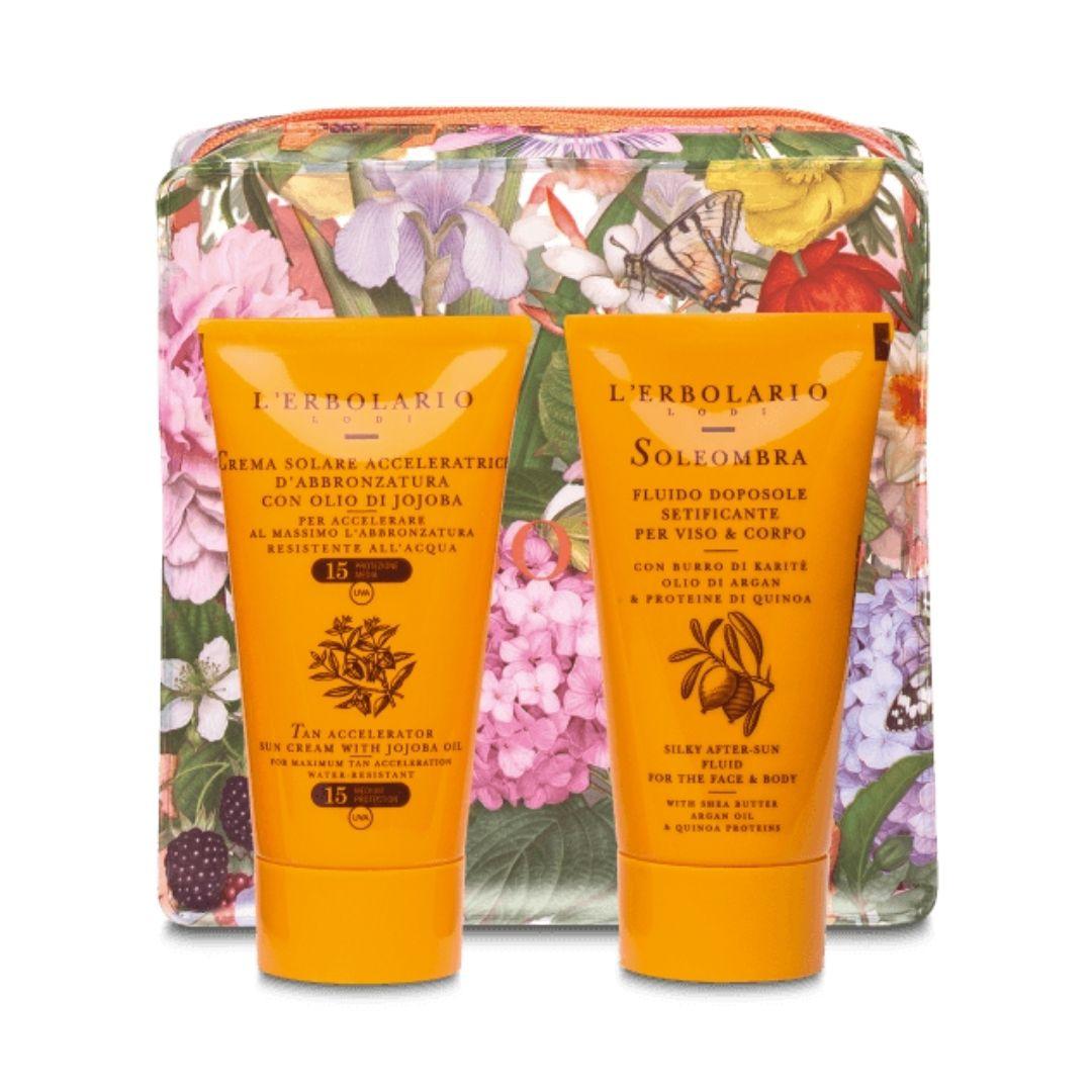 L'erbolario Il Sole In Viaggio Pochette Arancio Kit Solari Spf15 da 75 ml