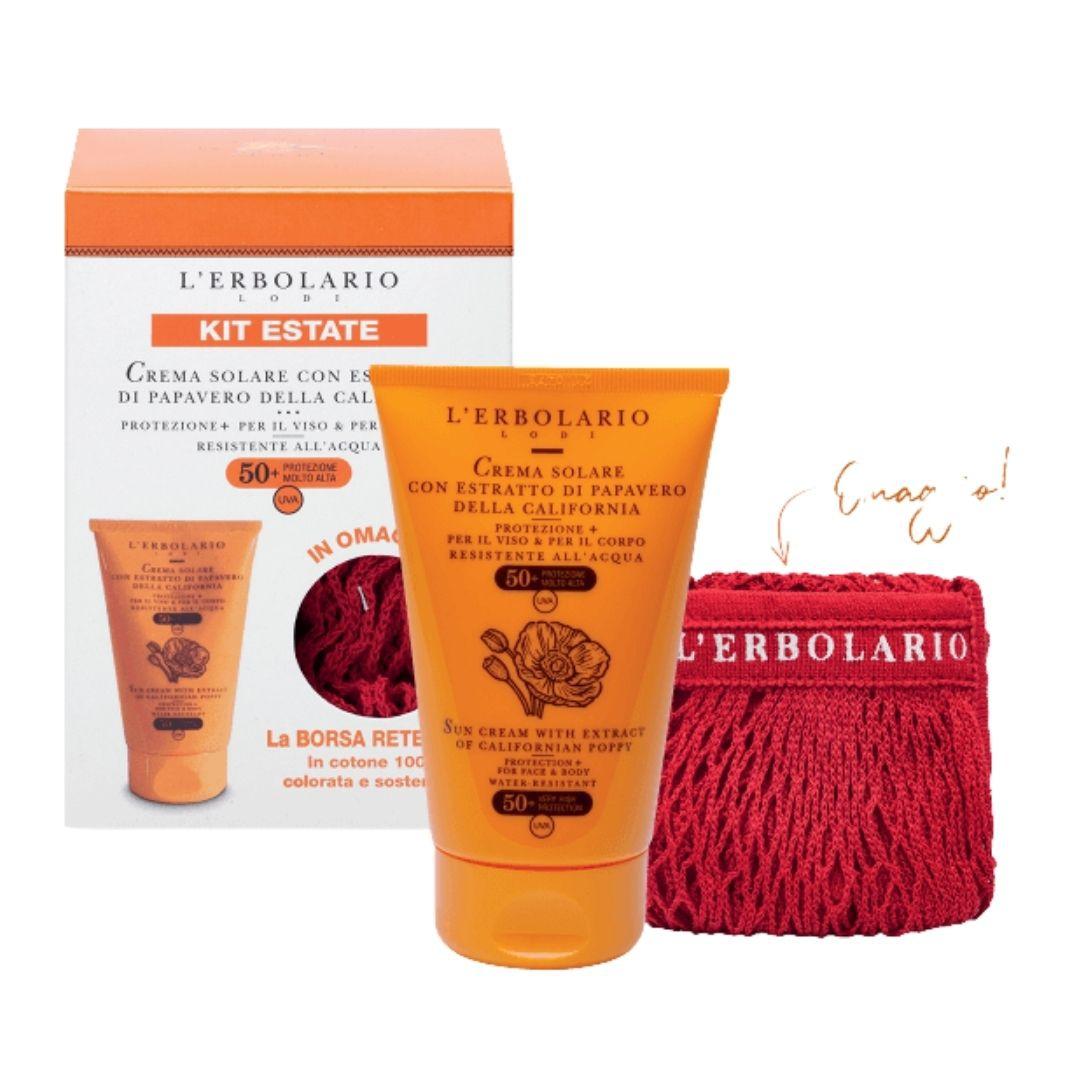L'Erbolario Kit Crema Solare Viso e Corpo SPF50+ e Borsa Mare