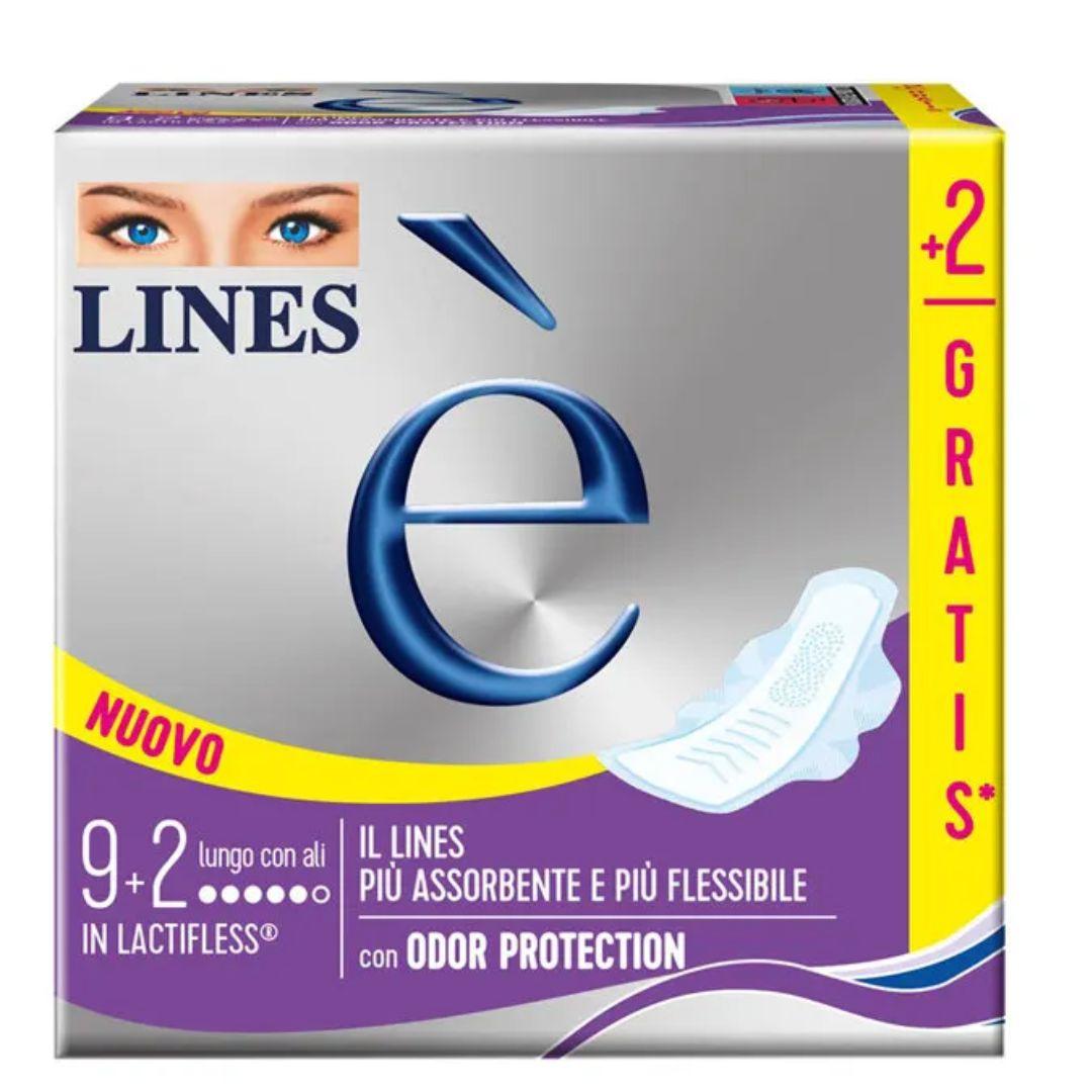 Lines Ć Lungo Assorbenti con Ali per Protezione Extra 9+2 Pezzi