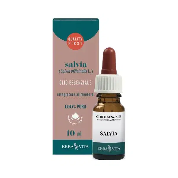 Erba Vita Olio Essenziale Salvia Integratore Antisudorazione 10 ml