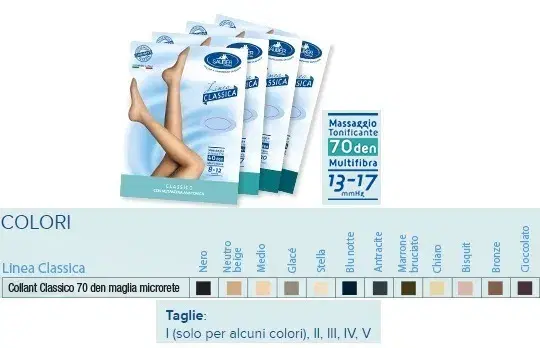 Sauber Linea Dispositivi Medici Classic Collant 70 Den 13-17mm tg 2 Nero