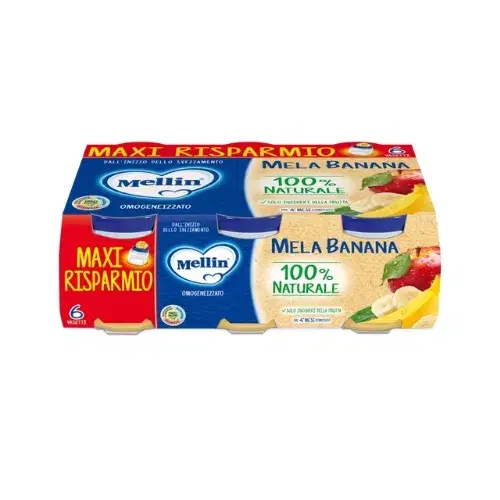 Mellin Omogeneizzato Mela Banana 4M+ 6x100g