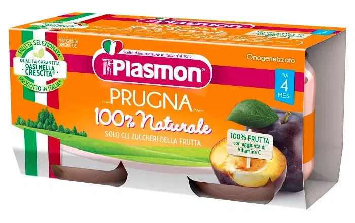 Plasmon Omogeneizzato alla Prugna, Confezione da 2 x 80 g