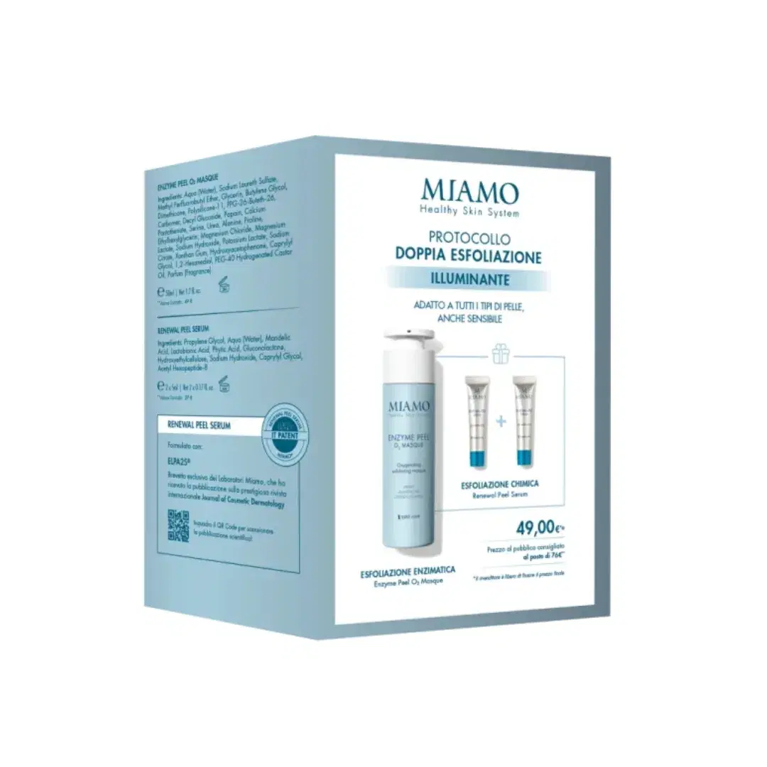 Miamo Protocollo Doppia Esfoliazioni Illuminante Enzyme Peel O2 Masque + Renewal Pelle Serum 2 x 5m