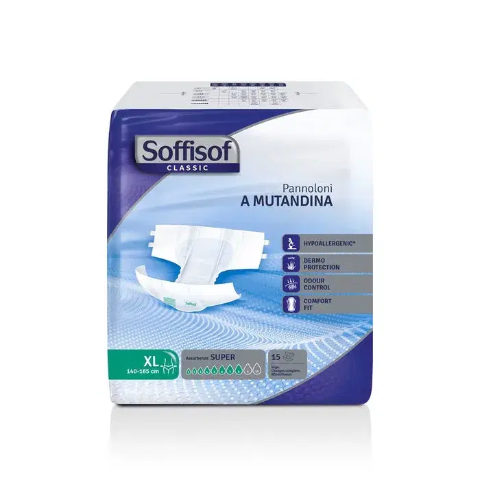 Soffisof Pannoloni a Mutandina Con Adesivi Classic Super Taglia XL 15 Pezzi