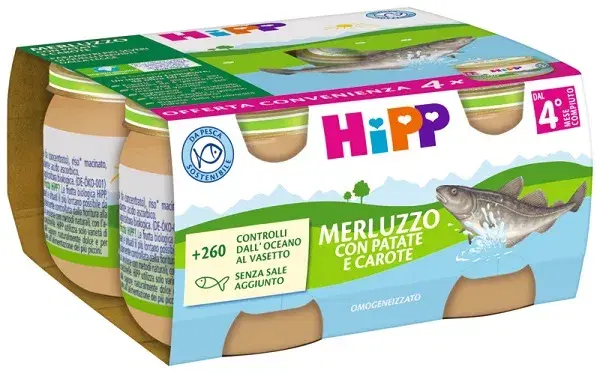 Hipp Omogeneizzato Merluzzo Carote E Patate 4x80g
