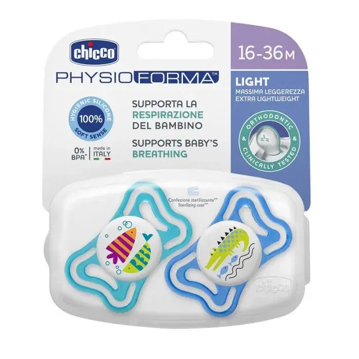 Chicco Physio Forma Light Succhietto Boy in Silicone 16-36 Mesi 2 Pezzi