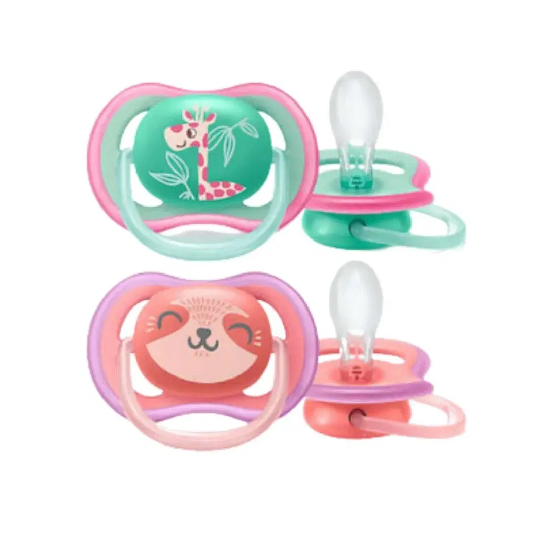 Philips Avent Succhietti Ultra Air 18m+ Femmina Giraffa-Riccio 2 Pezzi