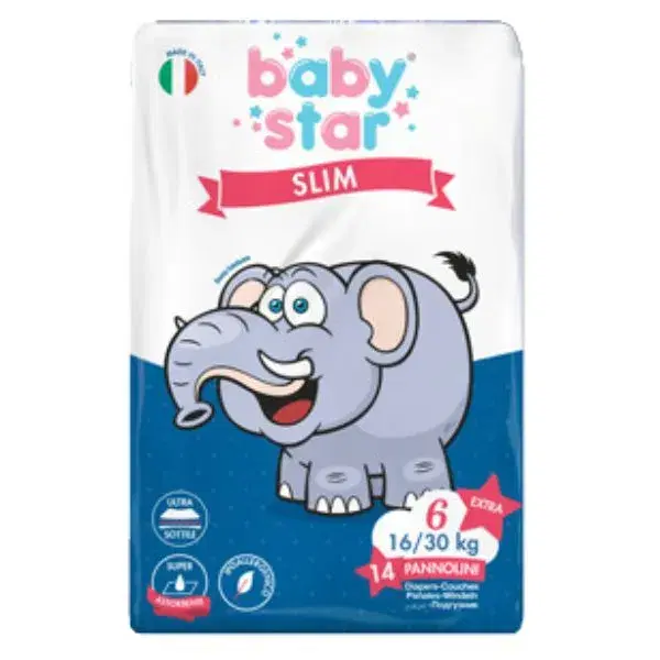 Babystar Pannolini Slim Extra Large 16/30 Kg Taglia 6 14 Pezzi