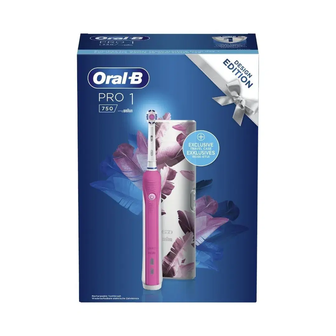 Oral-B Power Pro 1 750 Spazzolino Elettrico Rosa Con Custodia da Viaggio