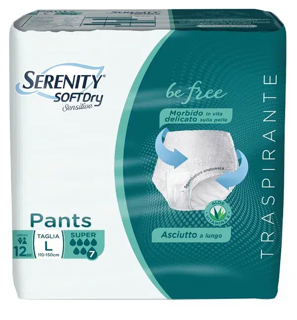 Serenity Soft Dry Sensitive Pants Super Taglia L 12 Pezzi