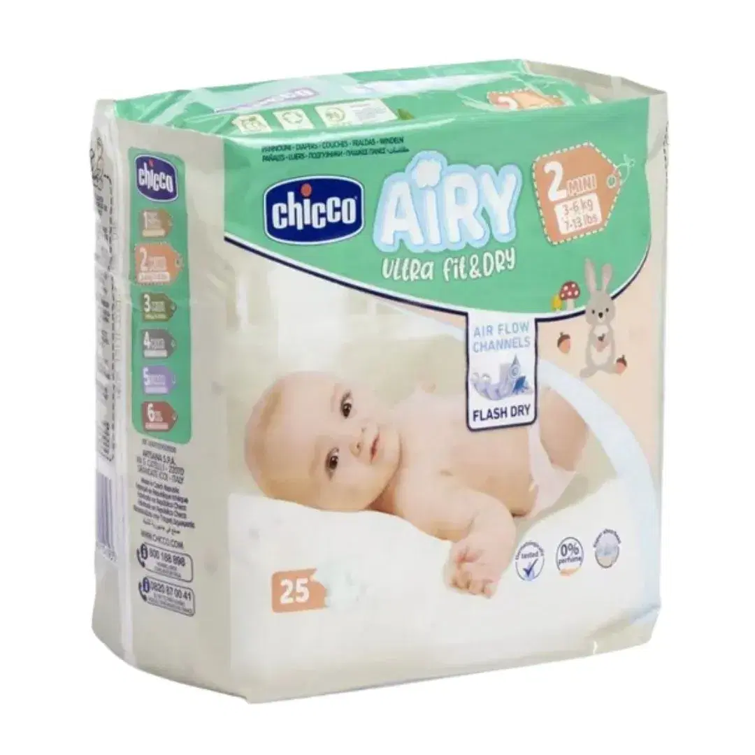 Chicco Airy Ultra Fit & Dry Pannolini Taglia 2 Mini 3-6 Kg 25 Pezzi