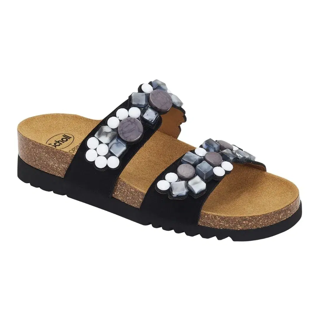 Dr.Scholl Sintra Sandalo Donna Doppio Strap Regolabile Nero con Pietre 37