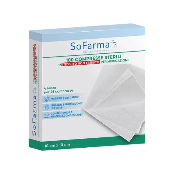 Sofarmapiu' 100 Compresse Sterili di Garza per Igiene e Medicazione