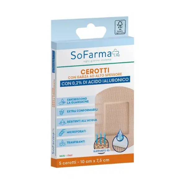 Sofarmapiu' Cerotti Cicatrizzanti Set da 5 Pezzi 10x7,5cm per Guarigione Rapida