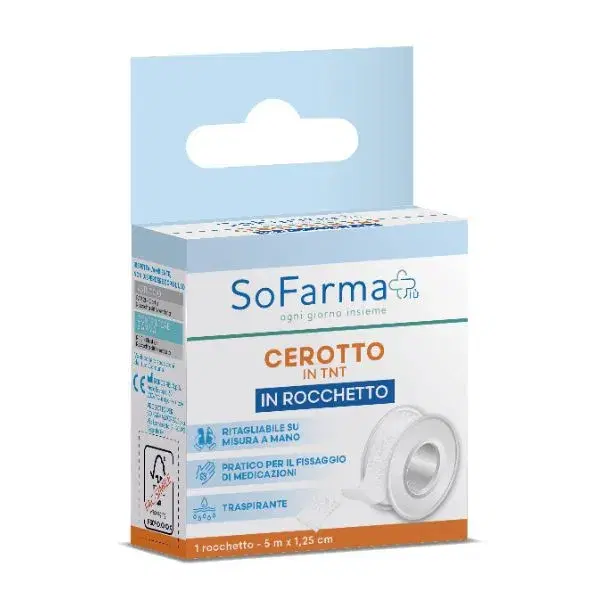 Sofarmapiu' Cerotto in TNT 5m x 1.25cm Nastro Traspirante